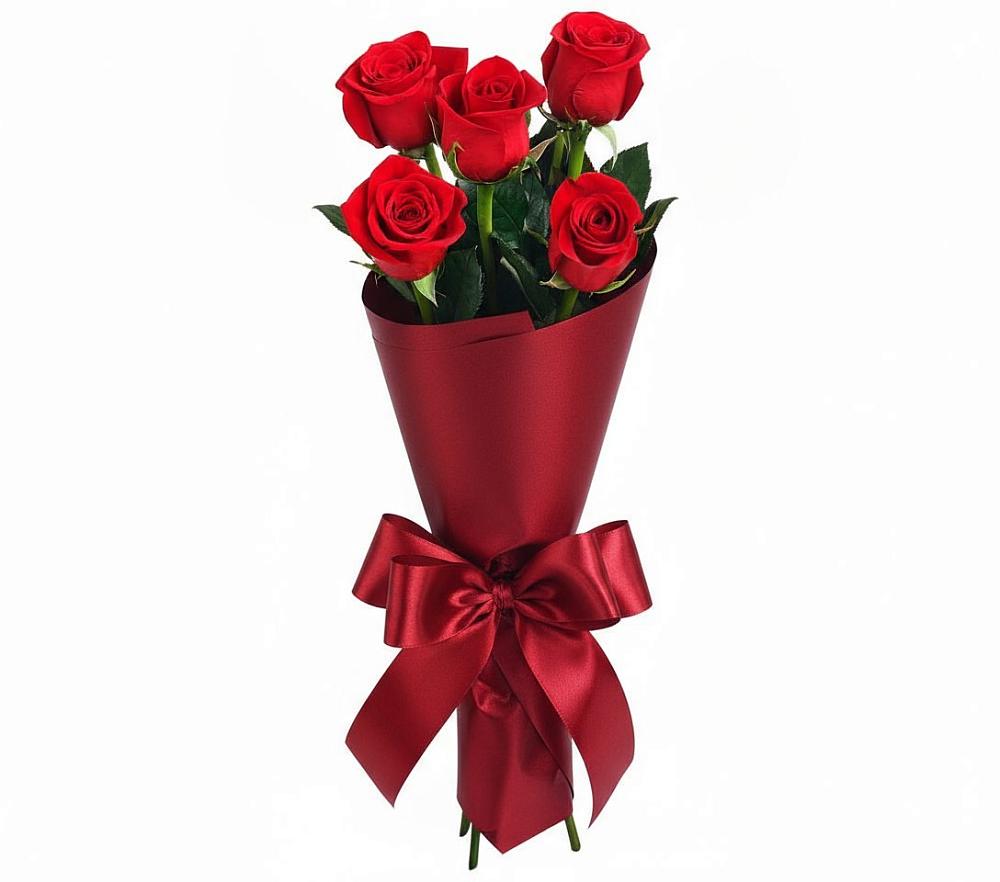Букет 5 Красных роз Эдлесс Лав в Карталах