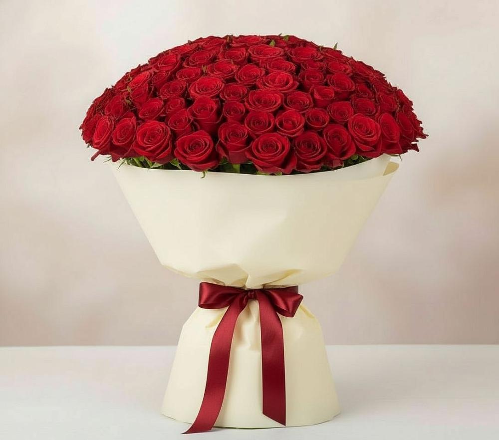 Букет 101 Красная роза Милано в Карталах