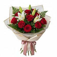 Букет цветов из:  Лилии и Розы в Карталах