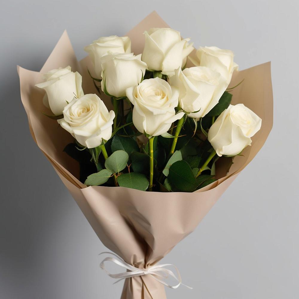 Букет 9 Белых роз Эдлесс Лав в Карталах