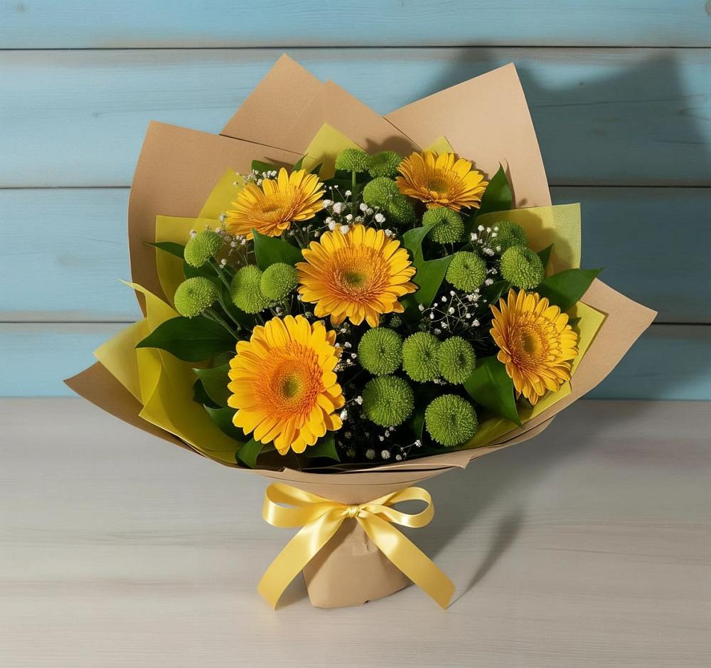 Букет цветов из: Герберы и Хризантемы в Карталах