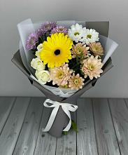 Букет цветов из:  Розы, Герберы и Хризантемы в Карталах
