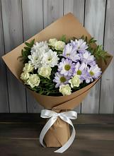 Букет цветов из:  Хризантемы и Розы в Карталах