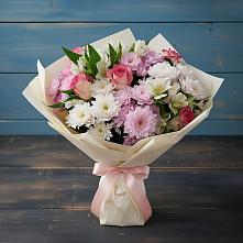 Букет цветов из:  Хризантемы, Альстромерии и Розы #REPLACE_PRED# Карталах