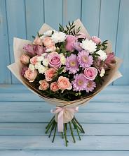 Букет цветов из:  Хризантемы, Розы и Альстромерии #REPLACE_PRED# Карталах