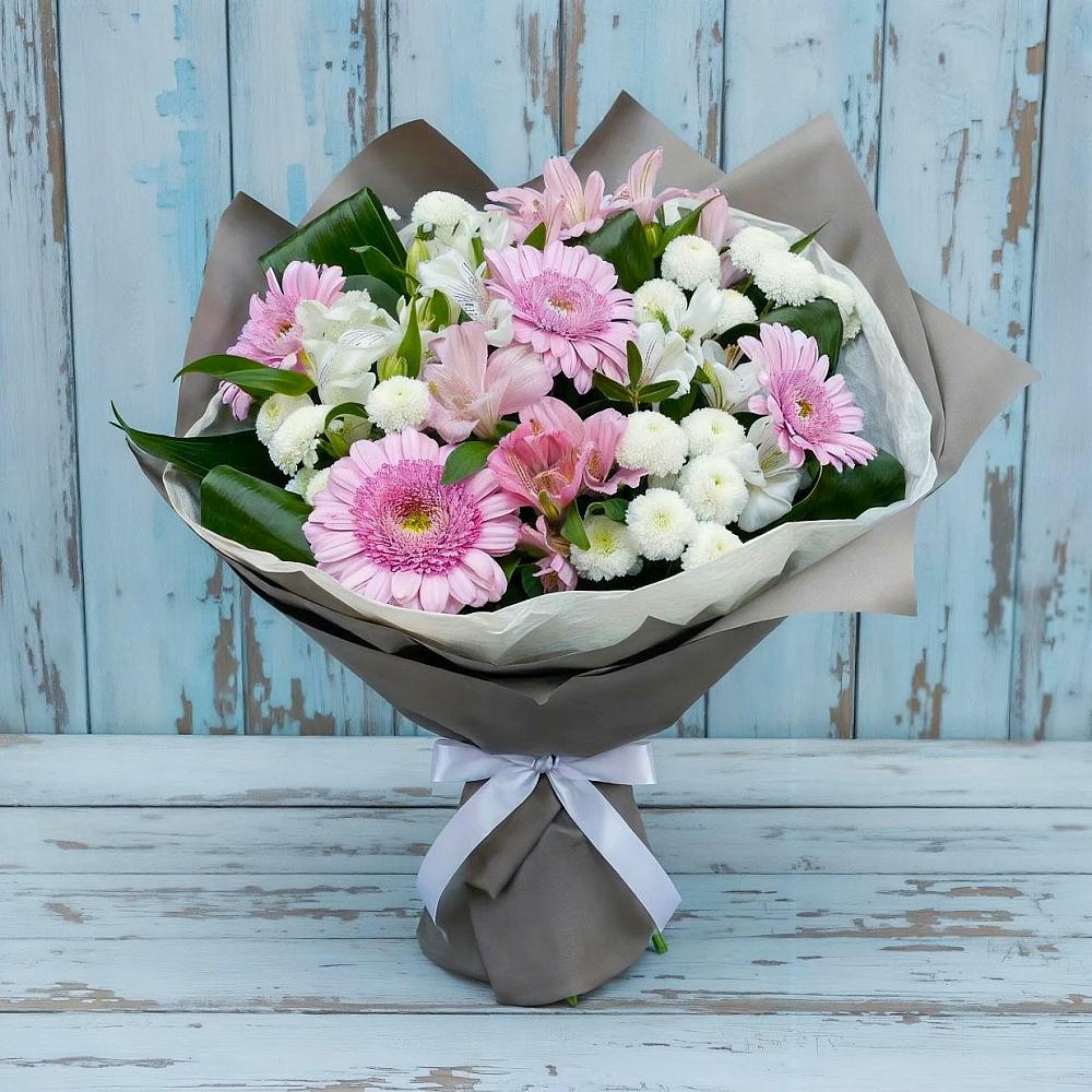 Букет цветов из: Герберы, Альстромерии и Хризантемы в Карталах