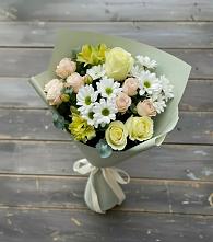 Букет цветов из:  Альстромерии, Розы и Хризантемы в Карталах