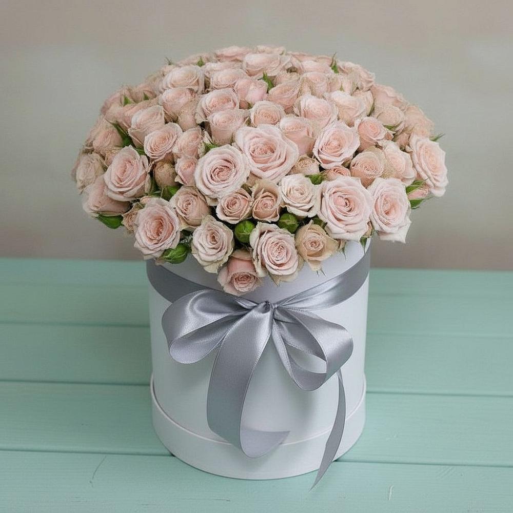 Цветочная композиция из Розы в шляпной коробке в Карталах